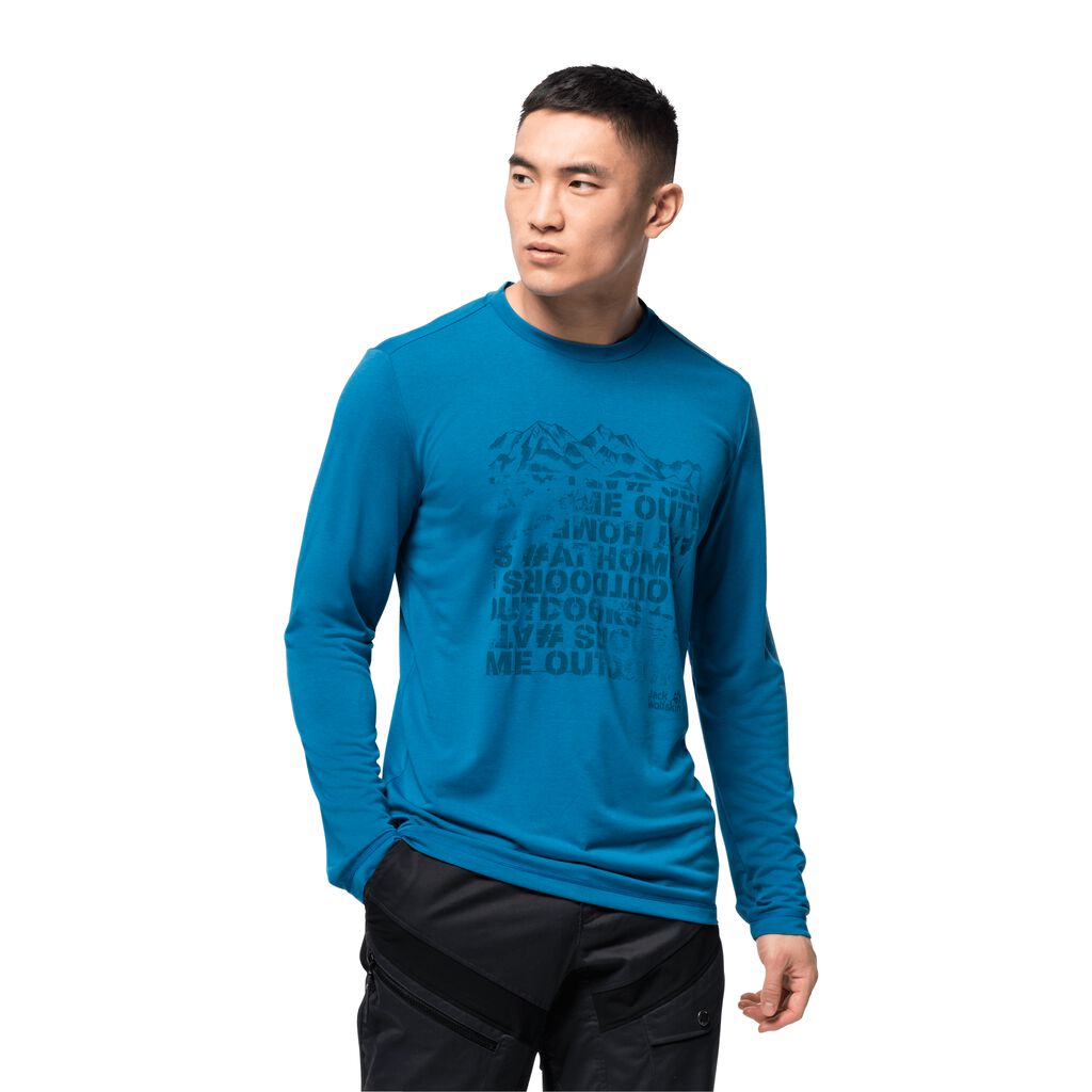 Jack Wolfskin CROSSTRAIL PEAK LONGSLEEVE Férfi Funkcionális Felsők Kék - BGNJCY-792